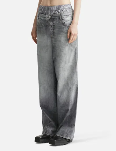 Acne Studios Printed Cotton Poplin Wide-leg Pants In Gray
