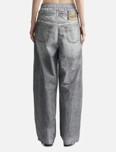 Acne Studios Printed Cotton Poplin Wide-leg Pants In Gray