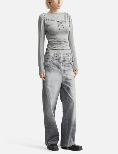 Acne Studios Printed Cotton Poplin Wide-leg Pants In Gray