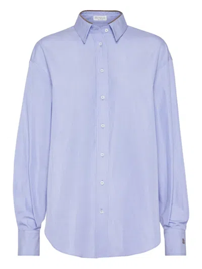Brunello Cucinelli Long-sleeve Button-up Shirt In Blue