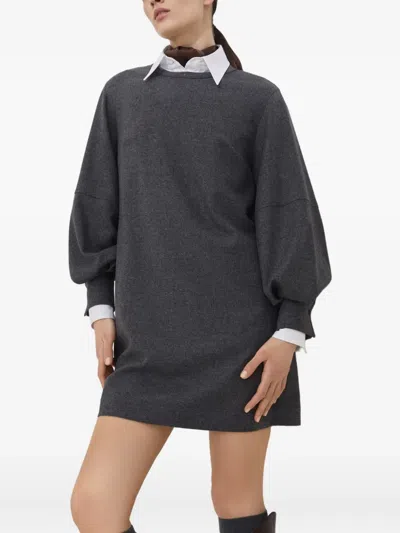 Brunello Cucinelli Virgin Wool-blend Dress In Gray
