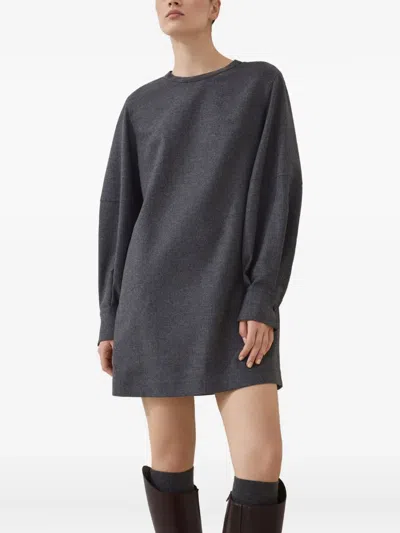 Brunello Cucinelli Virgin Wool-blend Dress In Gray