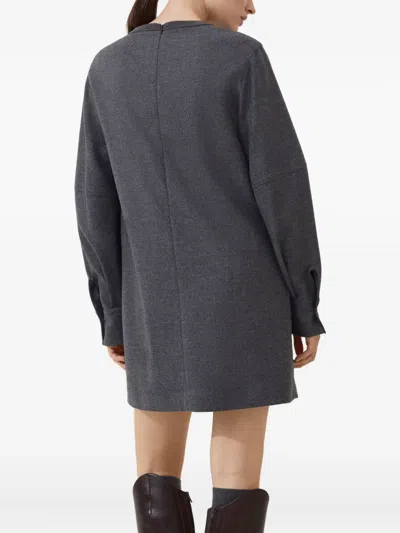 Brunello Cucinelli Virgin Wool-blend Dress In Gray