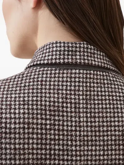 Brunello Cucinelli Houndstooth Belted Blazer In Brown