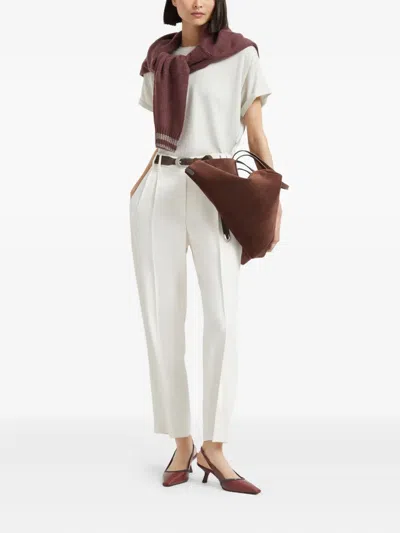 Brunello Cucinelli Ribbed-trim Sweater In Burgundy