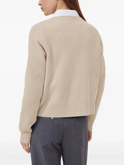 Brunello Cucinelli English Ribbed-knit Button-up Cardigan In Nude