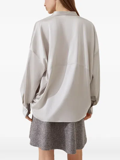 Brunello Cucinelli Stretch Silk Satin Blouse In Nude
