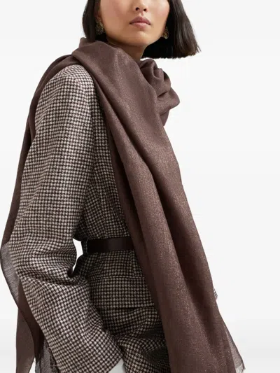 Brunello Cucinelli Frayed-edge Scarf In Brown