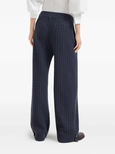 Brunello Cucinelli Cable-knit Trousers In Blue