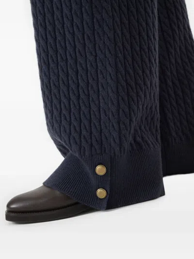 Brunello Cucinelli Cable-knit Trousers In Blue