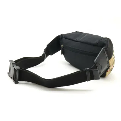 Pre-owned Burberry Beige Black Nylon Leather Fanny Pack Pouch Sling Bag ()