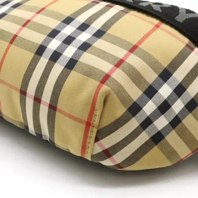 Pre-owned Burberry Beige Black Nylon Leather Fanny Pack Pouch Sling Bag ()