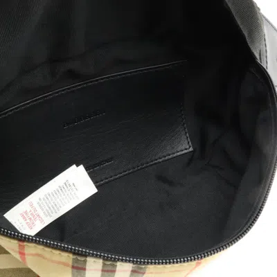 Pre-owned Burberry Beige Black Nylon Leather Fanny Pack Pouch Sling Bag ()