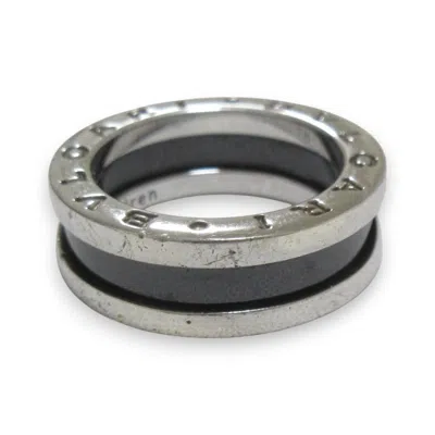 Pre-owned Bvlgari Black Silver Band Ring ()