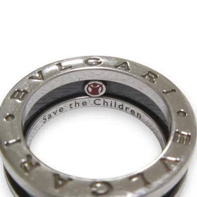 Pre-owned Bvlgari Black Silver Band Ring ()
