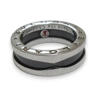 Pre-owned Bvlgari Black Silver Band Ring ()