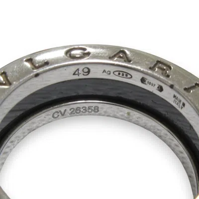 Pre-owned Bvlgari Black Silver Band Ring ()