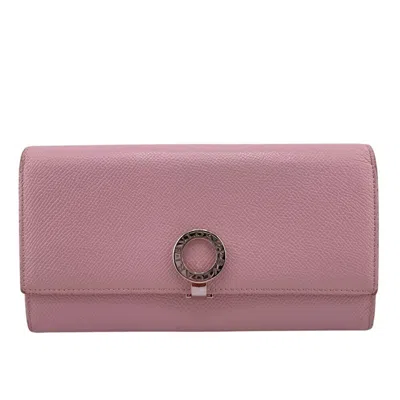 Pre-owned Bvlgari Pink Leather Long Wallet (bi-fold) ()