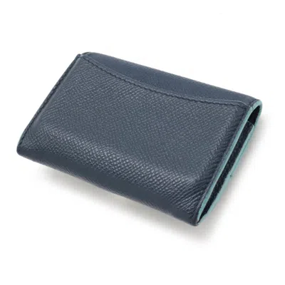 Pre-owned Bvlgari Light Blue Navy Leather Coin Purse/coin Case ()