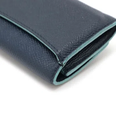 Pre-owned Bvlgari Light Blue Navy Leather Coin Purse/coin Case ()