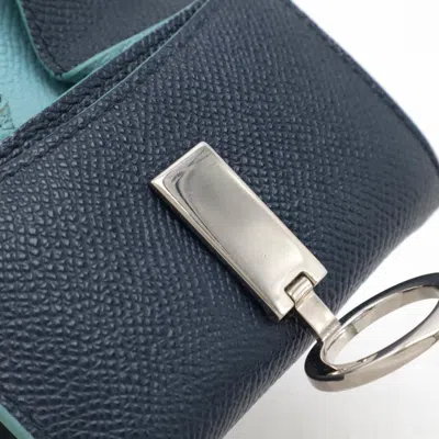 Pre-owned Bvlgari Light Blue Navy Leather Coin Purse/coin Case ()