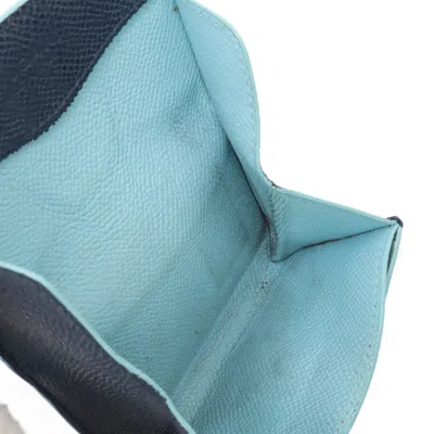 Pre-owned Bvlgari Light Blue Navy Leather Coin Purse/coin Case ()