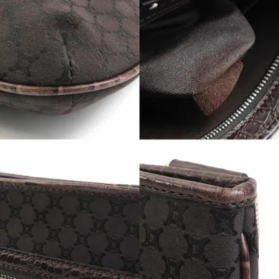 Pre-owned Celine Dark Brown Canvas Leather Shoulder Bag ()