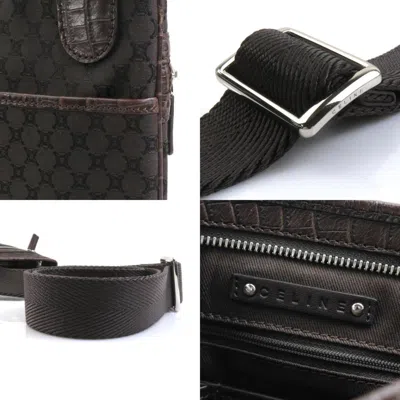 Pre-owned Celine Dark Brown Canvas Leather Shoulder Bag ()