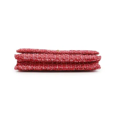 Pre-owned Chanel 2.55 Red Color Tweed Chain/shoulder Wallet ()
