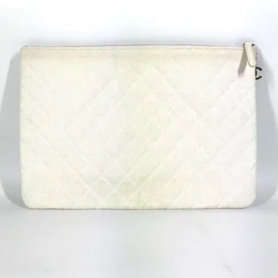 Pre-owned Chanel Blue Pink White Canvas Clutch Bag Pouch ()
