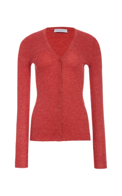 Gabriela Hearst Aiste Knit Cardigan In Antelope Orange Cashmere Silk With Hemp