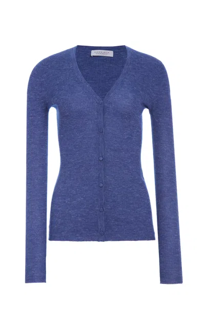 Gabriela Hearst Aiste Knit Cardigan In Cobalt Cashmere Silk With Hemp In Blue