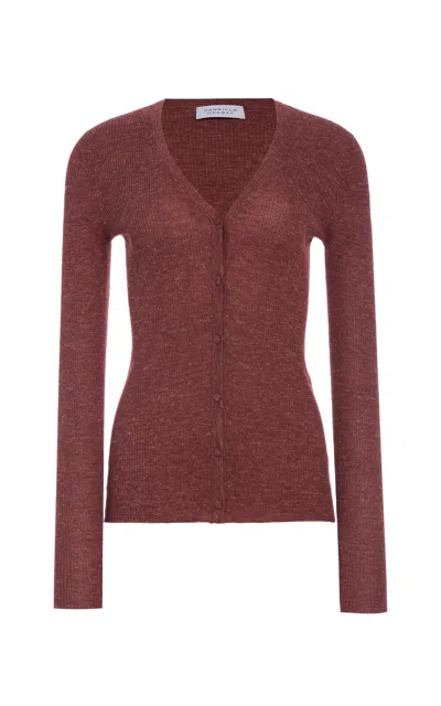 Gabriela Hearst Aiste Knit Cardigan In Burnt Sienna Cashmere Silk With Hemp In Brown