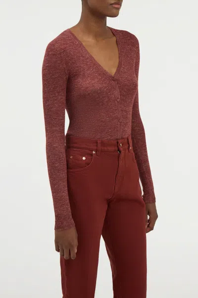 Gabriela Hearst Aiste Knit Cardigan In Burnt Sienna Cashmere Silk With Hemp In Brown