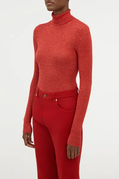 Gabriela Hearst Aldona Knit Turtleneck In Antelope Orange Cashmere Silk With Hemp In Red