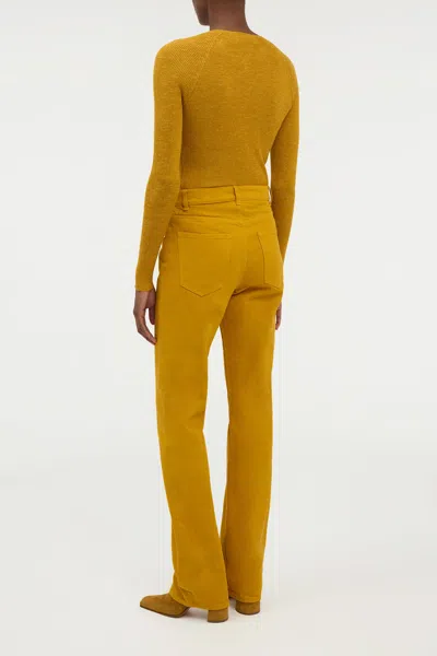 Gabriela Hearst Anges Knit Henley In Golden Birch Cashmere Silk With Hemp In Green