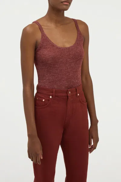 Gabriela Hearst Cinxia Knit Tank Top In Burnt Sienna Cashmere Silk With Hemp In Burgundy