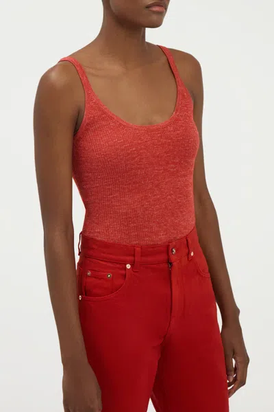Gabriela Hearst Cinxia Knit Tank Top In Antelope Orange Cashmere Silk With Hemp In Red
