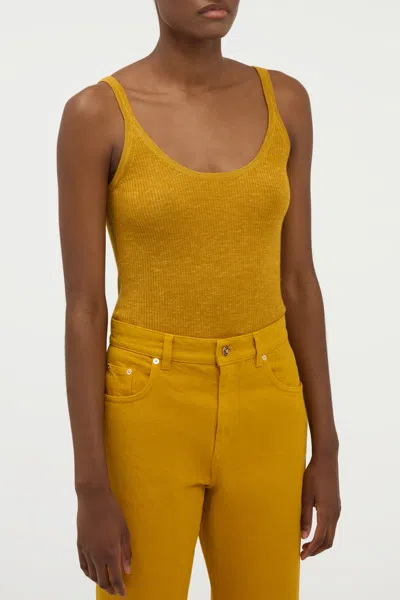Gabriela Hearst Cinxia Knit Tank Top In Golden Birch Cashmere Silk With Hemp In Yellow