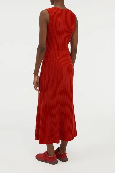 Gabriela Hearst Meier Knit Midi Dress In Antelope Orange Merino Wool Cashmere In Red