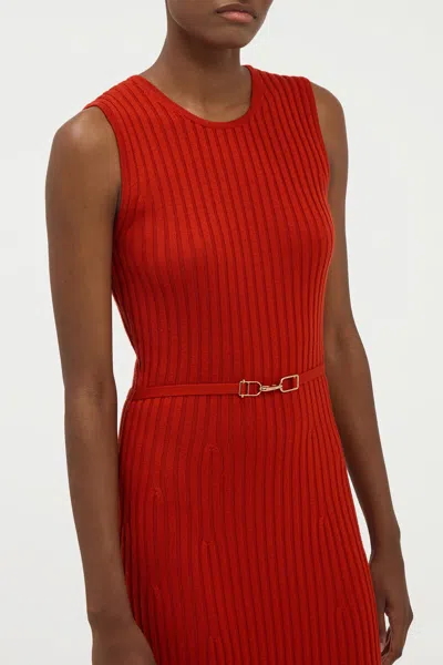 Gabriela Hearst Meier Knit Midi Dress In Antelope Orange Merino Wool Cashmere In Red