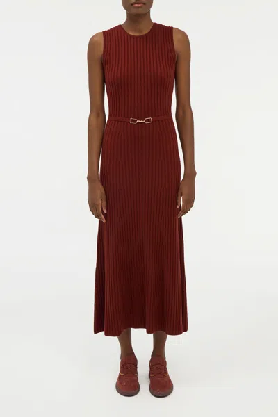 Gabriela Hearst Meier Knit Midi Dress In Burnt Sienna Merino Wool Cashmere In Burgundy