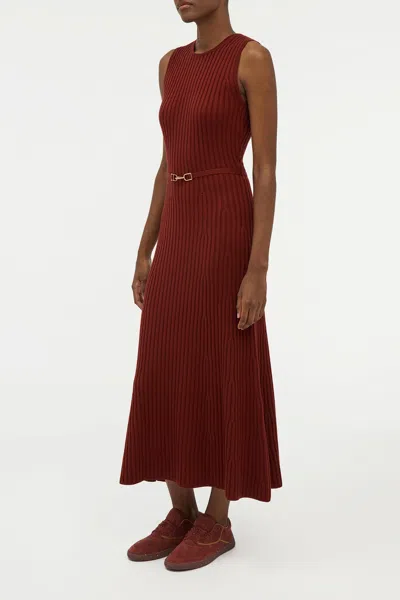 Gabriela Hearst Meier Knit Midi Dress In Burnt Sienna Merino Wool Cashmere In Burgundy