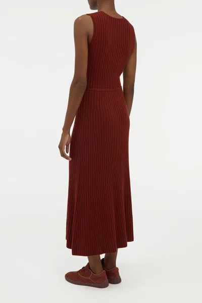 Gabriela Hearst Meier Knit Midi Dress In Burnt Sienna Merino Wool Cashmere In Burgundy