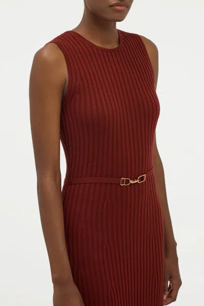 Gabriela Hearst Meier Knit Midi Dress In Burnt Sienna Merino Wool Cashmere In Burgundy