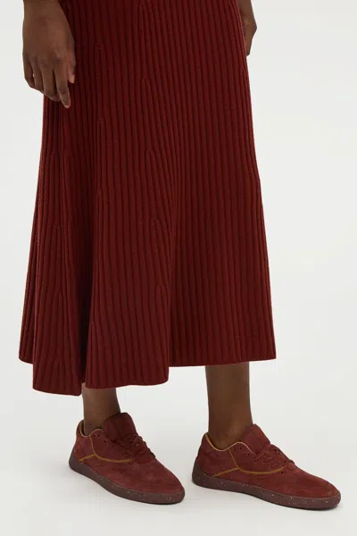Gabriela Hearst Meier Knit Midi Dress In Burnt Sienna Merino Wool Cashmere In Burgundy
