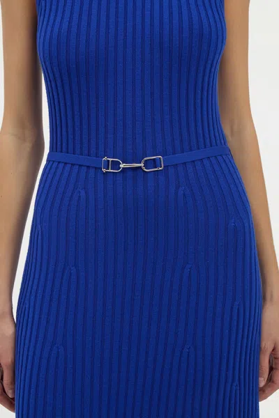Gabriela Hearst Meier Knit Midi Dress In Cobalt Merino Wool Cashmere In Blue