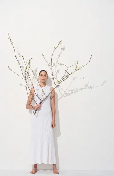 Gabriela Hearst Meier Knit Midi Dress In Ivory Merino Wool Cashmere In White