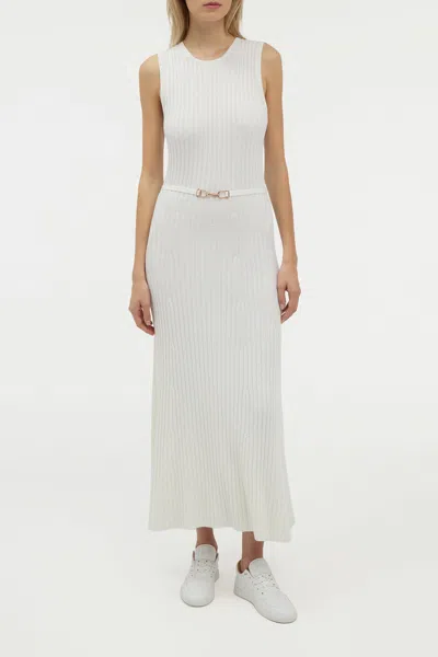 Gabriela Hearst Meier Knit Midi Dress In Ivory Merino Wool Cashmere In White