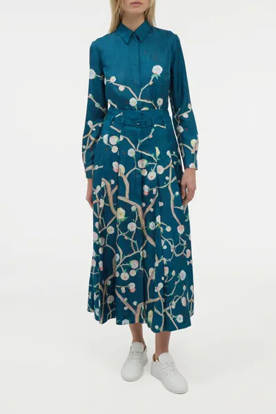 Gabriela Hearst Henri Blouse In Blue Multi Printed Silk Twill In Blue